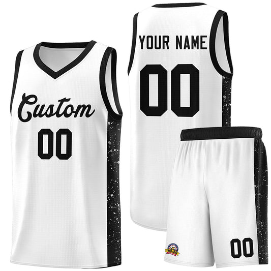 Custom White Black Side Splash Sports Uniform Basketball Jersey